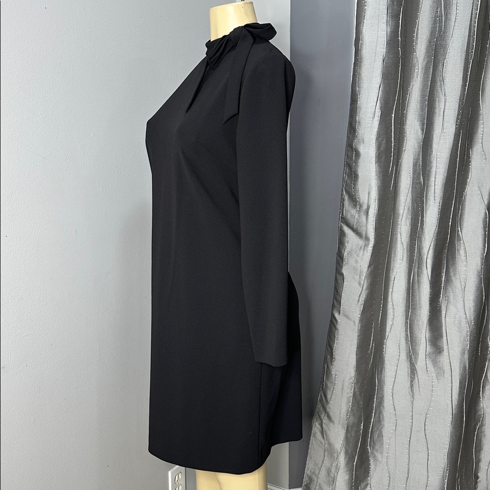 Calvin Klein Women’s Dress Black Tie Mock Neck  Crepe Sheath Sz 8 - Picture 5 of 9